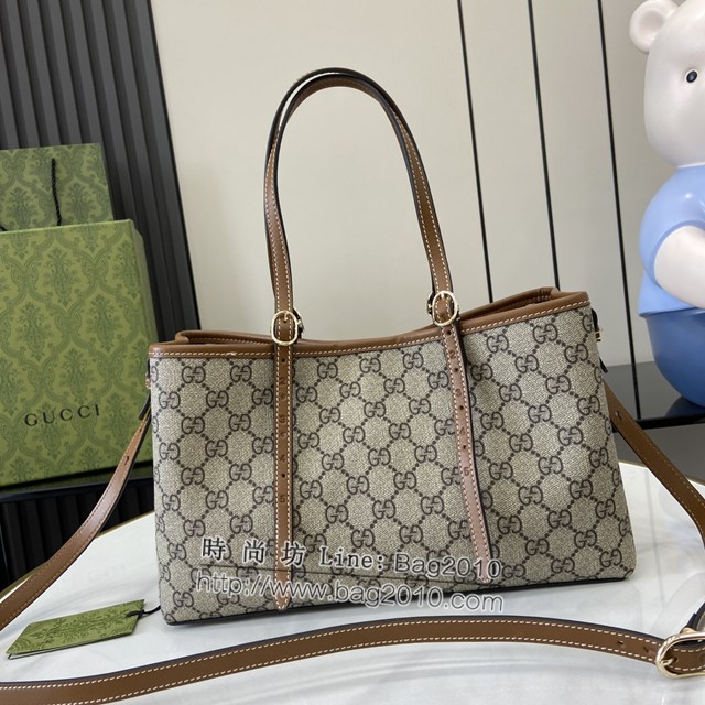 Gucci專櫃古馳最新款購物袋GG圖案條紋織大號肩背包 jh1996型號：815214